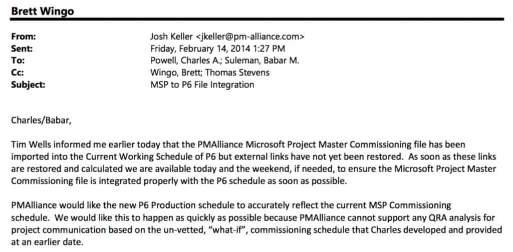 Email from Josh Keller to Powell and Suleman CC Wingo Feb 2014