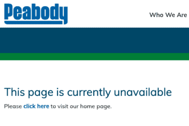 Clean coal awards page was deleted from Peabody Energy's website