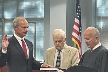 Donald van der Vaart being sworn in at the Office of Administrative Hearings