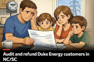 Illustration of family looking worriedly at a bill, from the petition website