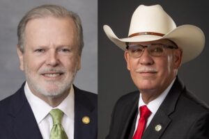 Side by side official portraits of NC Senate President Pro Tem Phil Berger and Rockingham County Sheriff Sam Page