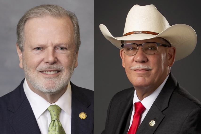 Side by side official portraits of NC Senate President Pro Tem Phil Berger and Rockingham County Sheriff Sam Page